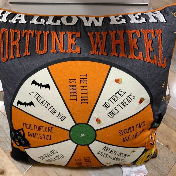 Isaac Mizrahi Fortune Teller Wheel Throw Pillow Halloween Decor Arrow Spins 18" - Picture 8 of 12